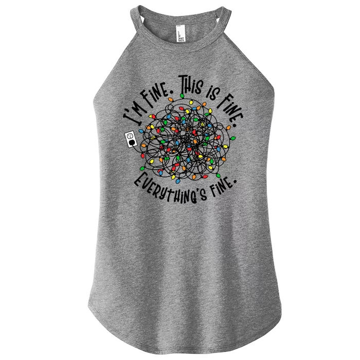 Funny Christmas Problem With Tangled Lights Women’s Perfect Tri Rocker Tank