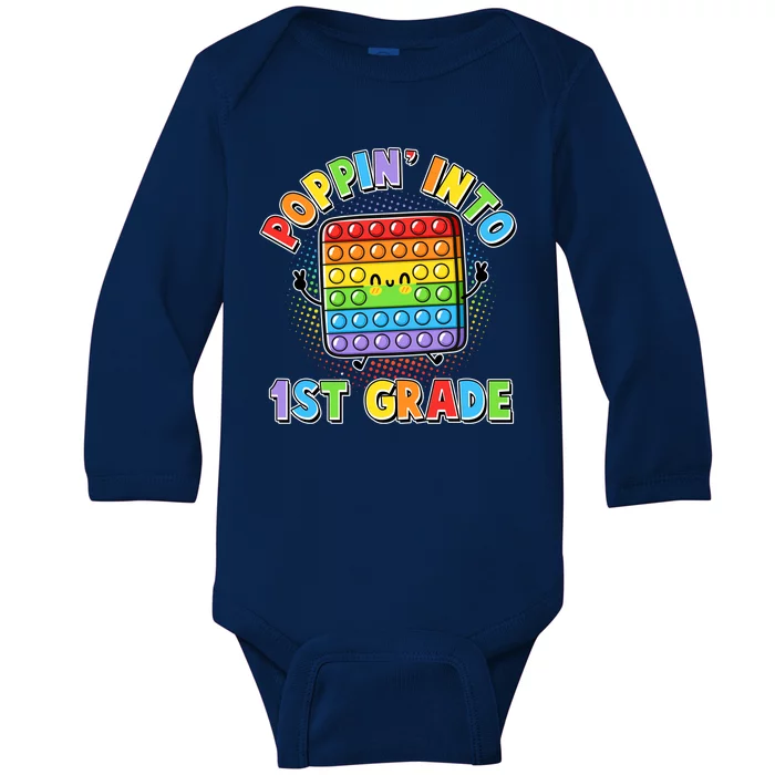 Funny Cute Poppin' Into 1st Grade Fidget Toy Baby Long Sleeve Bodysuit