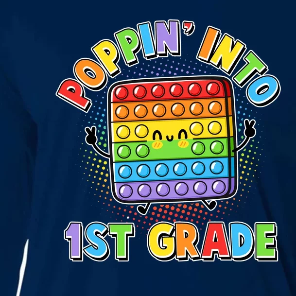 Funny Cute Poppin' Into 1st Grade Fidget Toy Cooling Performance Long Sleeve Crew