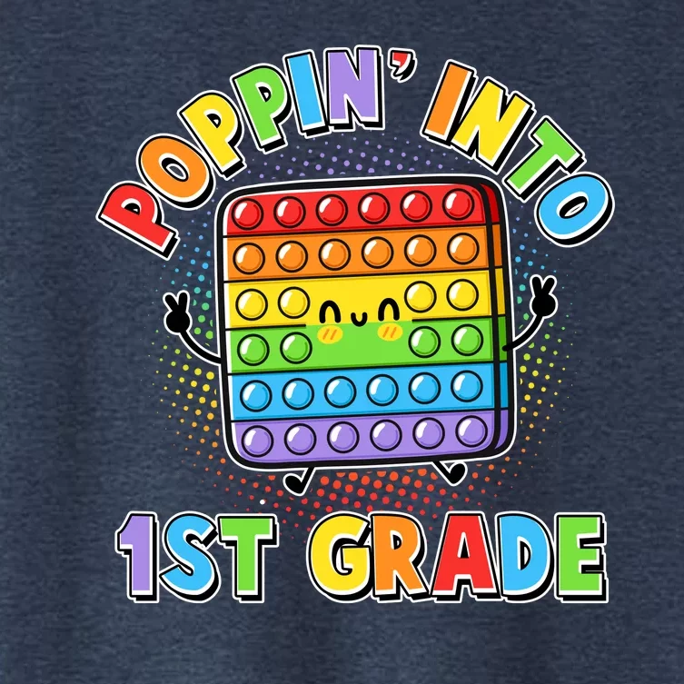 Funny Cute Poppin' Into 1st Grade Fidget Toy Women's Crop Top Tee