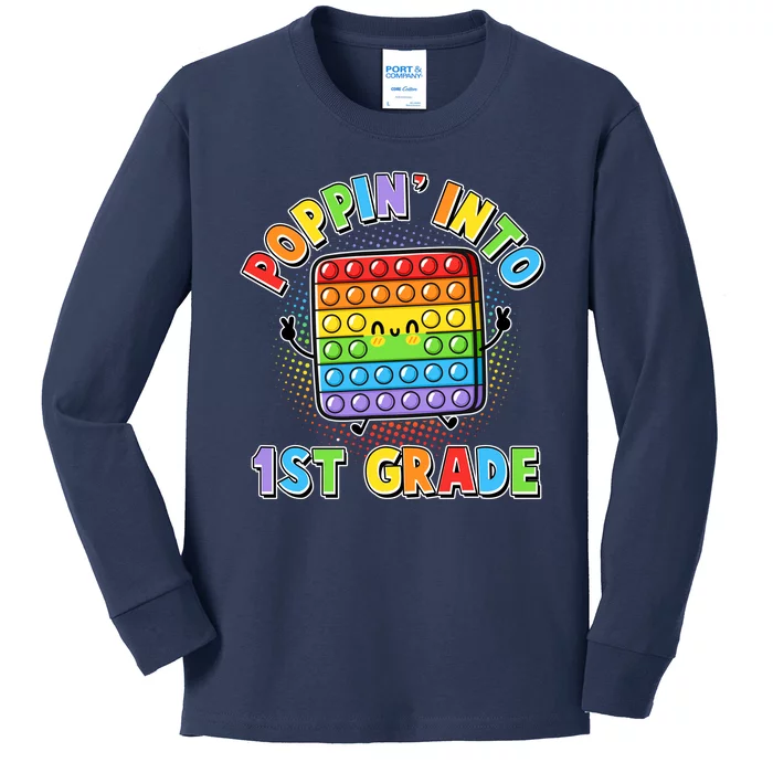 Funny Cute Poppin' Into 1st Grade Fidget Toy Kids Long Sleeve Shirt