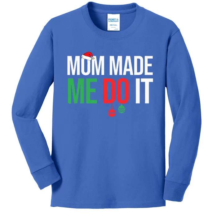 Family Christmas Pajamas Matching Mom Made Me Do It Kids Long Sleeve Shirt