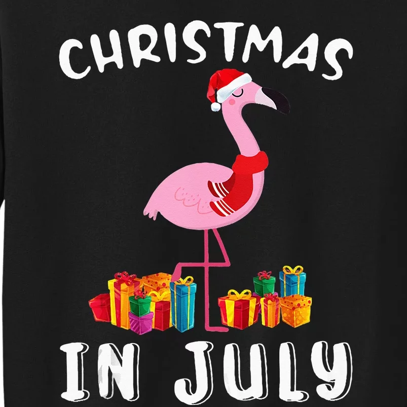 Funny Cute Pink Flamingo in Santa Hat Christmas In July Sweatshirt