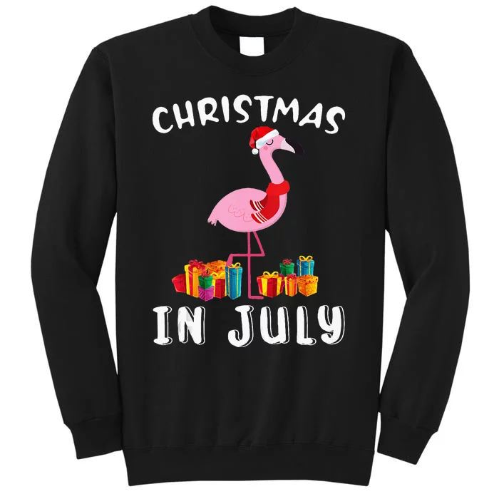 Funny Cute Pink Flamingo in Santa Hat Christmas In July Sweatshirt