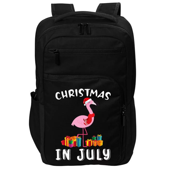 Funny Cute Pink Flamingo in Santa Hat Christmas In July Impact Tech Backpack