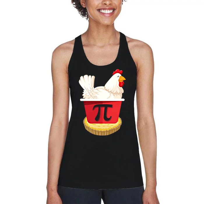 Funny Chicken Pot Pi Design Day Pie Day Math Lover Gift Women's Racerback Tank