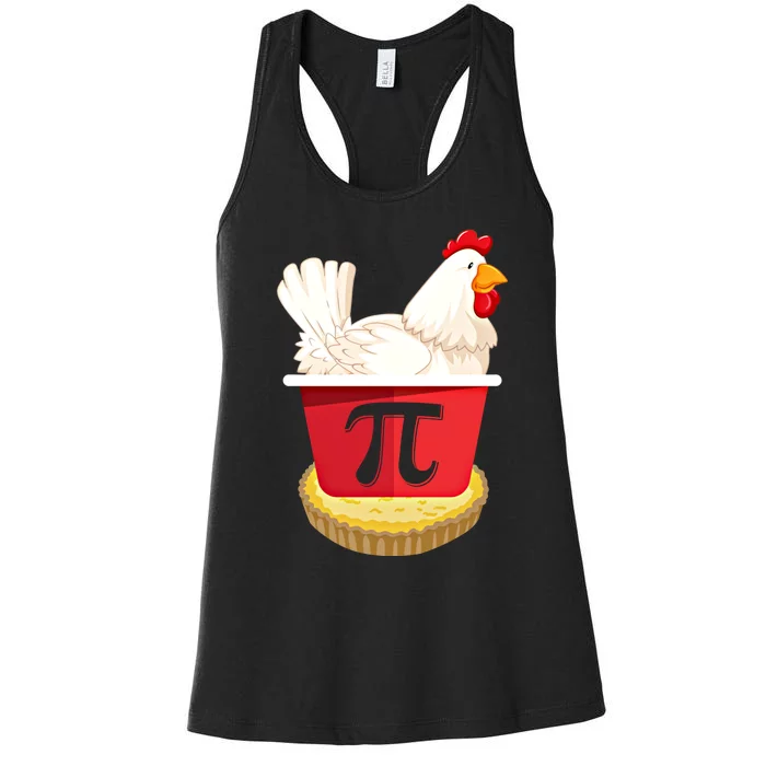 Funny Chicken Pot Pi Design Day Pie Day Math Lover Gift Women's Racerback Tank