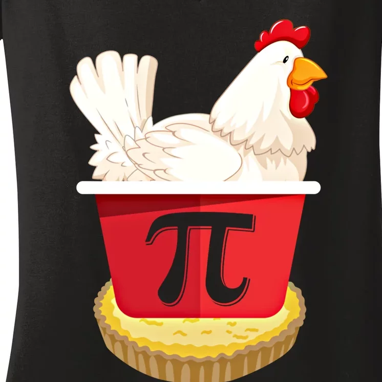 Funny Chicken Pot Pi Design Day Pie Day Math Lover Gift Women's V-Neck T-Shirt