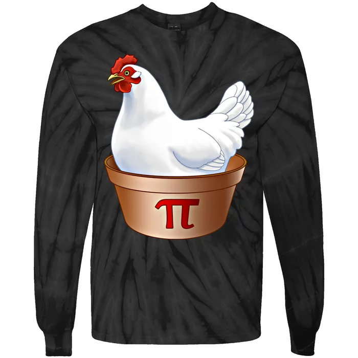 Funny Chicken Pot Pi (Pot Pie) Math Poultry Farmer Gift Tie-Dye Long Sleeve Shirt