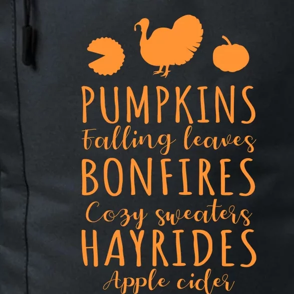 Funny Cute Pumpkin Bonfires Hayrides Turkey Thanksgiving Gift Daily Commute Backpack