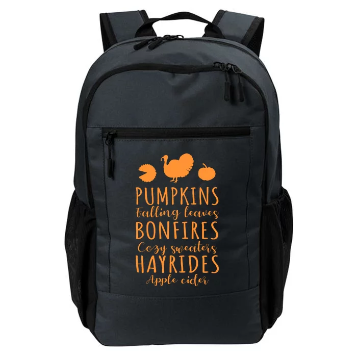 Funny Cute Pumpkin Bonfires Hayrides Turkey Thanksgiving Gift Daily Commute Backpack