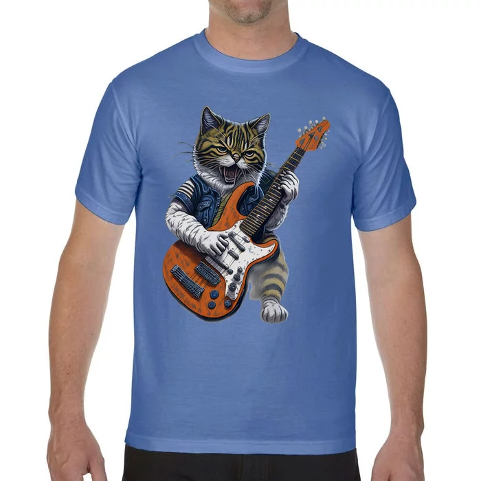 Funny Cat Playing Guitar Cat Lover Graphic Cats Kitten Lover Comfort Colors T-Shirt