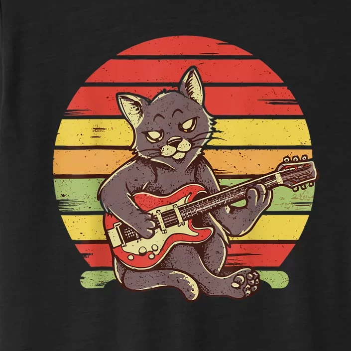 Funny Cat Playing Guitar Electric Guitarist Cat Rock ChromaSoft Performance T-Shirt