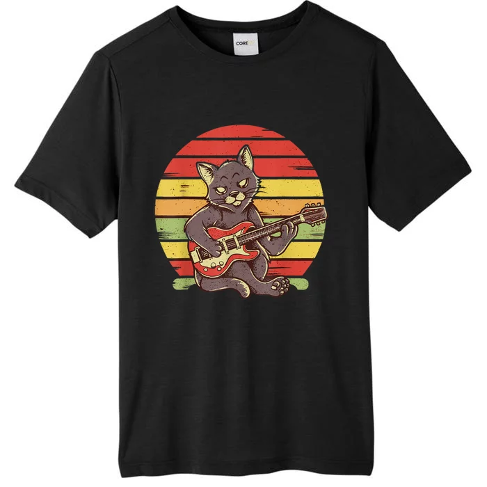 Funny Cat Playing Guitar Electric Guitarist Cat Rock ChromaSoft Performance T-Shirt