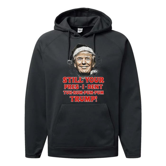 Funny Christmas President Trump Pajamas Ugly Christmas Performance Fleece Hoodie