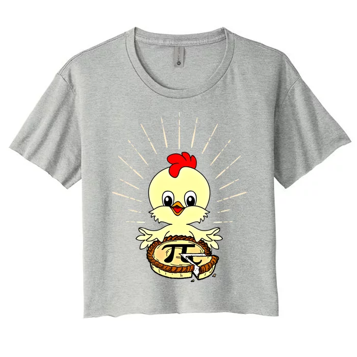 Funny Chicken Pot Pie Pi Day Math Lover 3 14 Nerd Mathematic Gift Women's Crop Top Tee