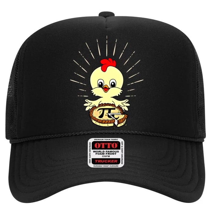 Funny Chicken Pot Pie Pi Day Math Lover 3 14 Nerd Mathematic Cool Gift High Crown Mesh Trucker Hat