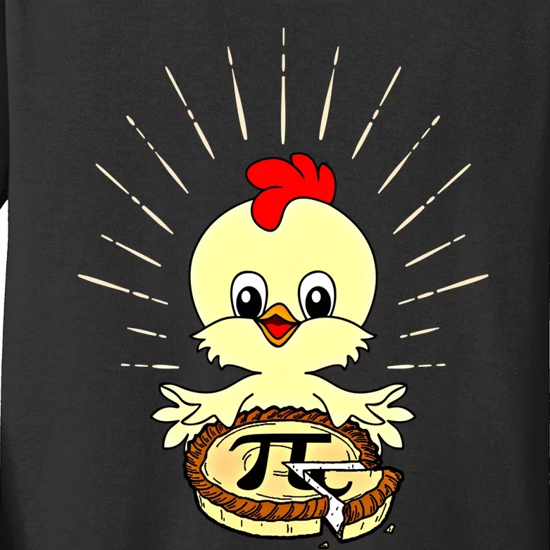 Funny Chicken Pot Pie Pi Day Math Lover 3 14 Nerd Mathematic Cool Gift Kids Long Sleeve Shirt