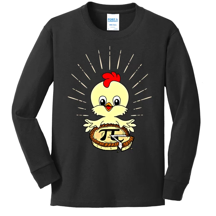 Funny Chicken Pot Pie Pi Day Math Lover 3 14 Nerd Mathematic Cool Gift Kids Long Sleeve Shirt