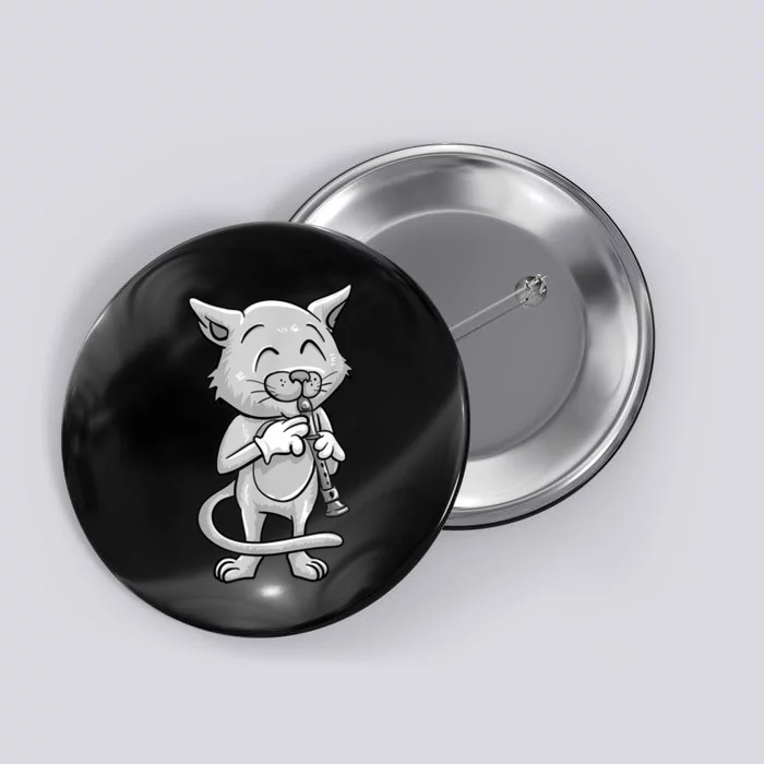 Funny Cat Playing Recorder Cool Animal Musician Love Gift Button