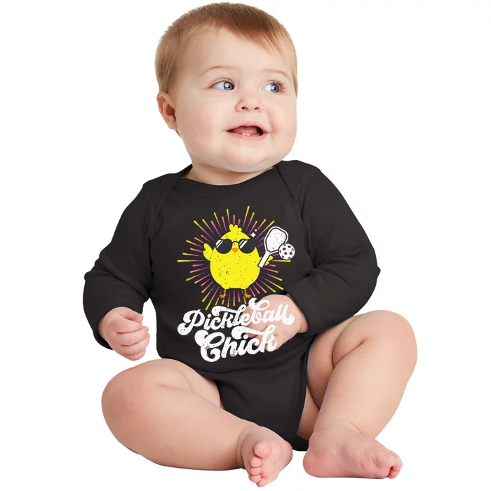 funny cute Pickleball Chick Pickleball Lover Baby Long Sleeve Bodysuit