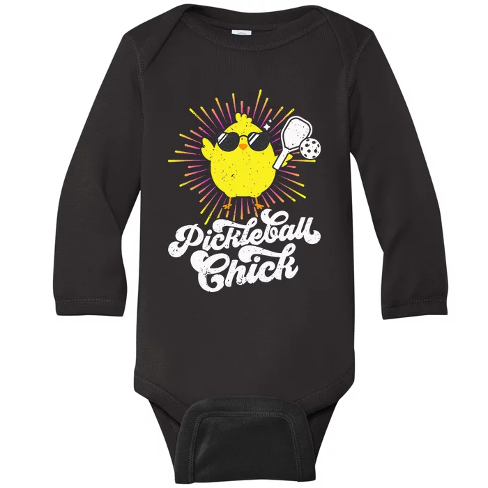 funny cute Pickleball Chick Pickleball Lover Baby Long Sleeve Bodysuit