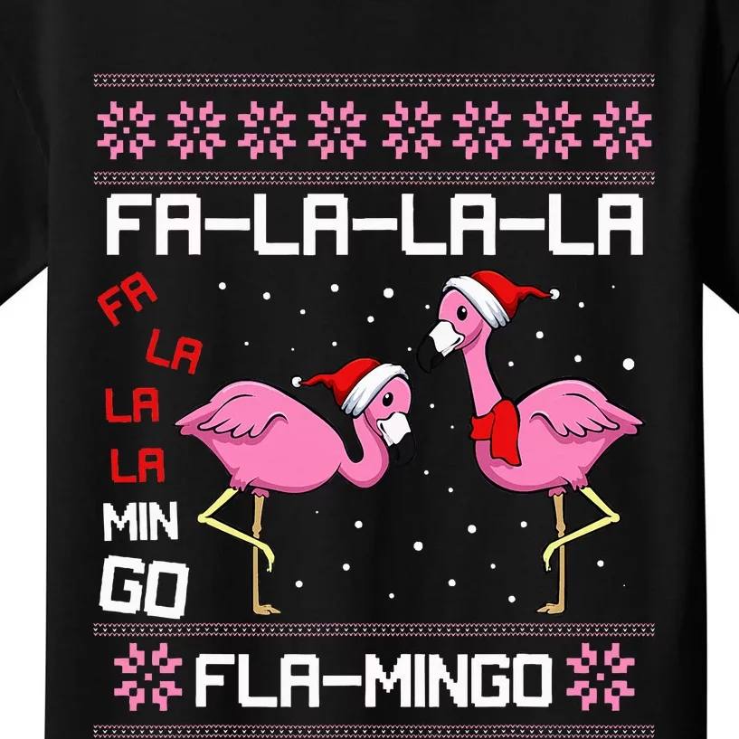 Flamingo Christmas Pajama Set Festive Holiday Kids T-Shirt