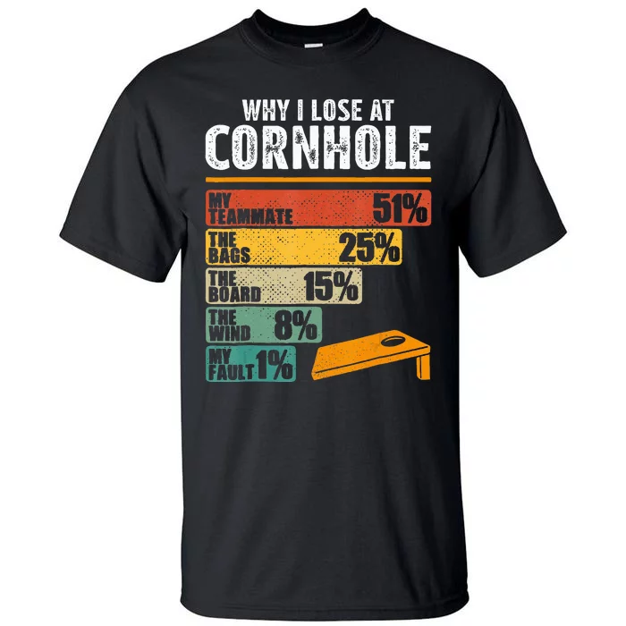 Funny Cornhole Player Why I Lose At Cornhole Tall T-Shirt