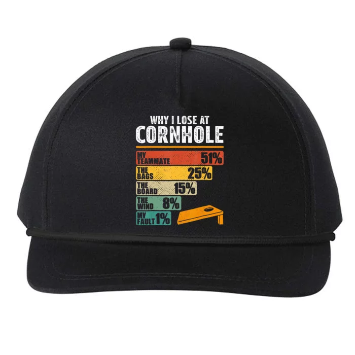 Funny Cornhole Player Why I Lose At Cornhole Snapback Five-Panel Rope Hat