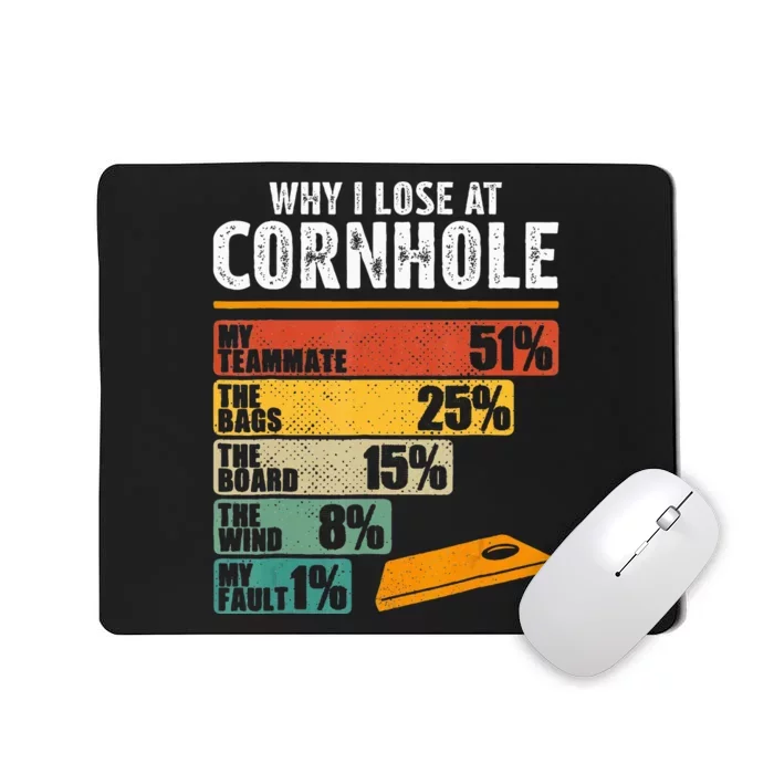 Funny Cornhole Player Why I Lose At Cornhole Mousepad