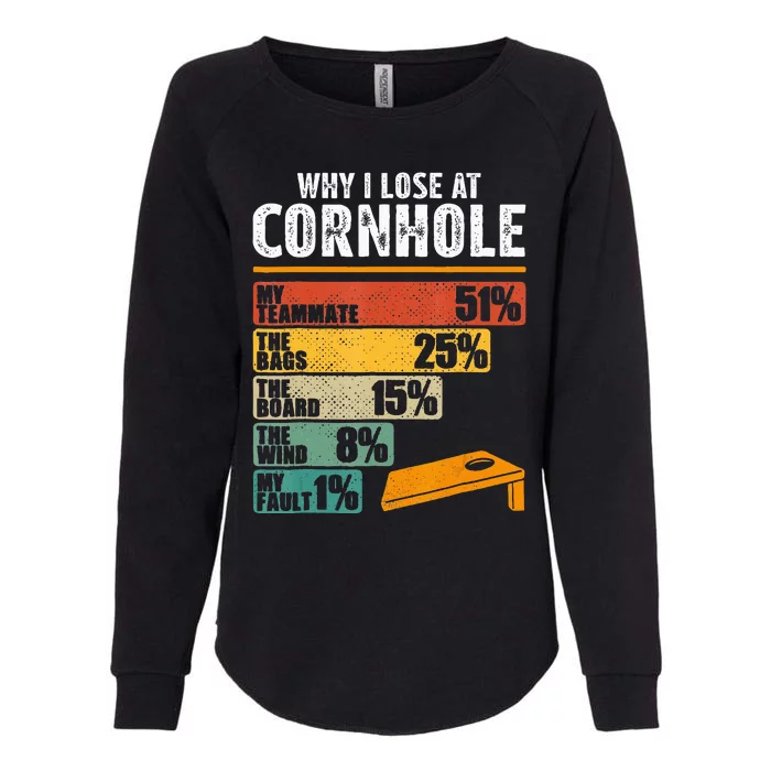 Funny Cornhole Player Why I Lose At Cornhole Womens California Wash Sweatshirt