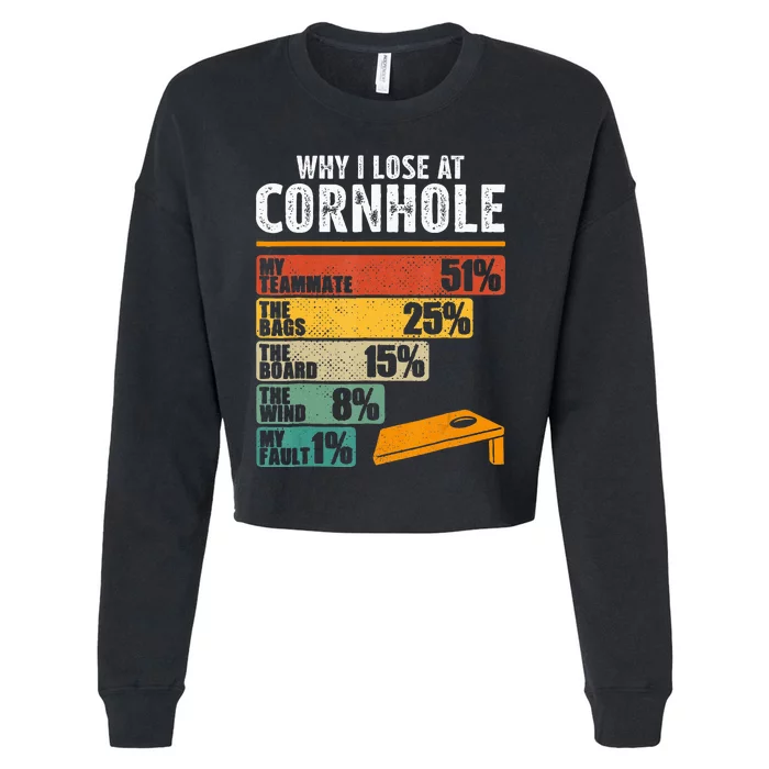 Funny Cornhole Player Why I Lose At Cornhole Cropped Pullover Crew