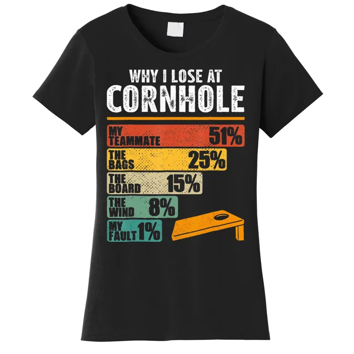 Funny Cornhole Player Why I Lose At Cornhole Women's T-Shirt