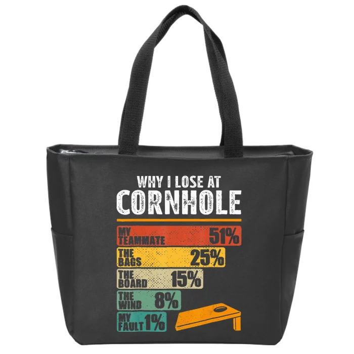 Funny Cornhole Player Why I Lose At Cornhole Zip Tote Bag