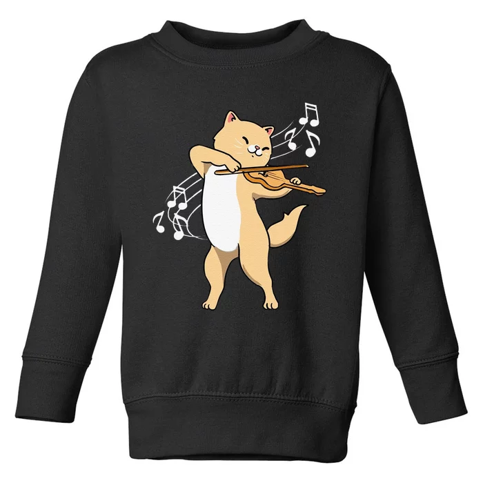 Funny Cat Playing Violin Giftt Cool Violinist Gift Toddler Sweatshirt