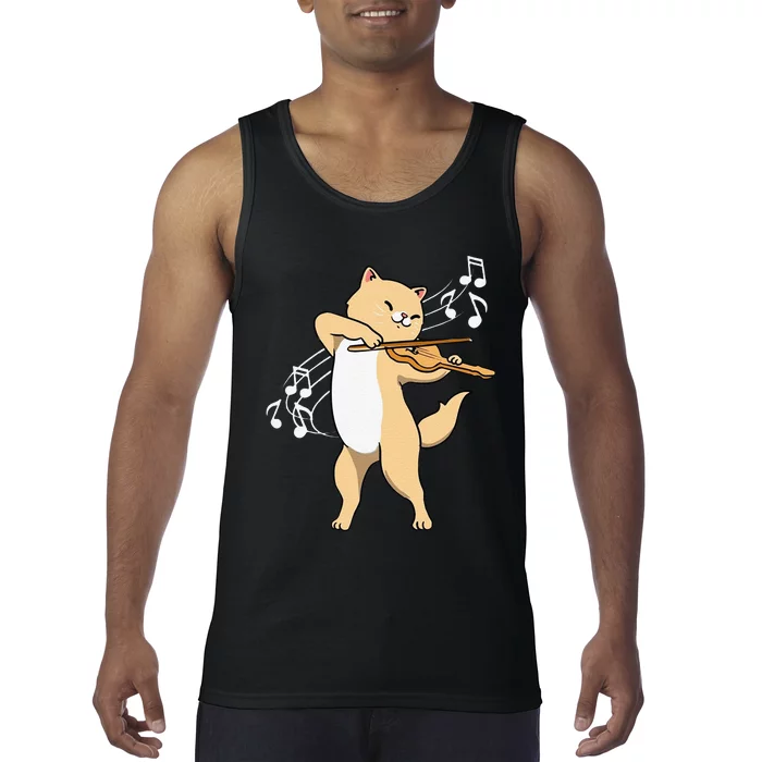 Funny Cat Playing Violin Giftt Cool Violinist Gift Tank Top