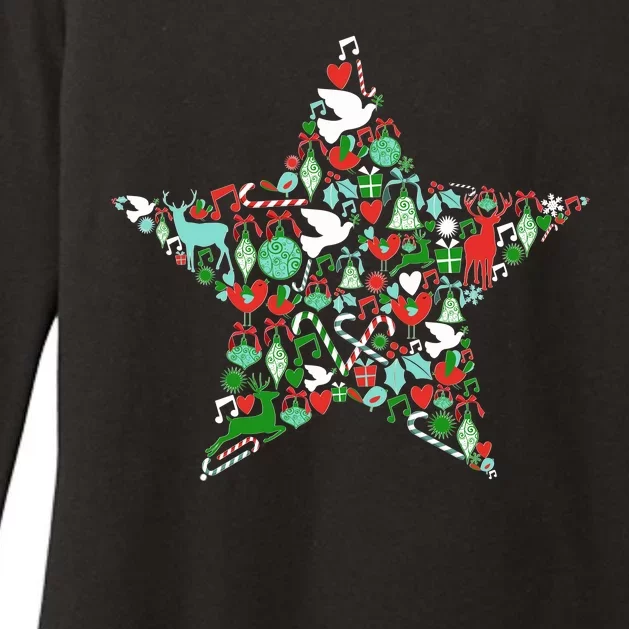 Festive Christmas Pattern Star Womens CVC Long Sleeve Shirt