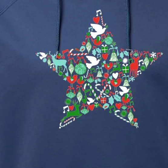 Festive Christmas Pattern Star Performance Fleece Hoodie