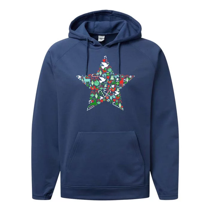 Festive Christmas Pattern Star Performance Fleece Hoodie