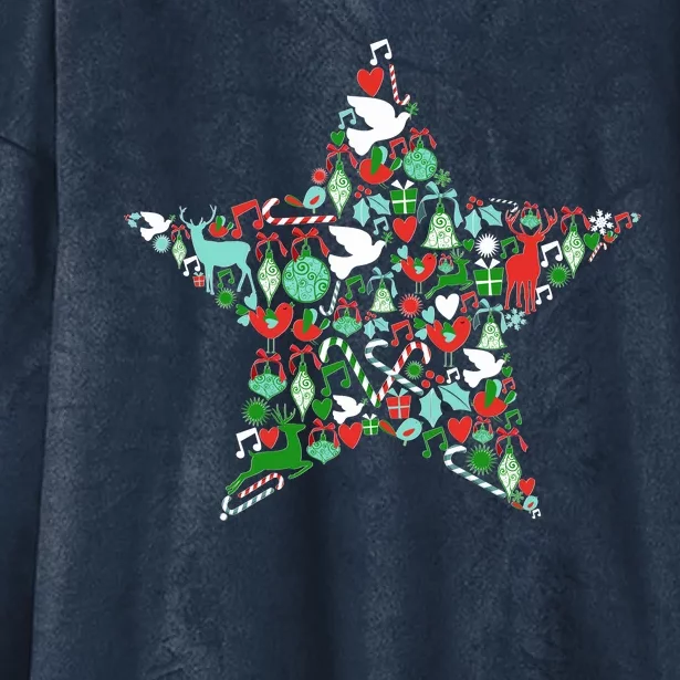 Festive Christmas Pattern Star Hooded Wearable Blanket