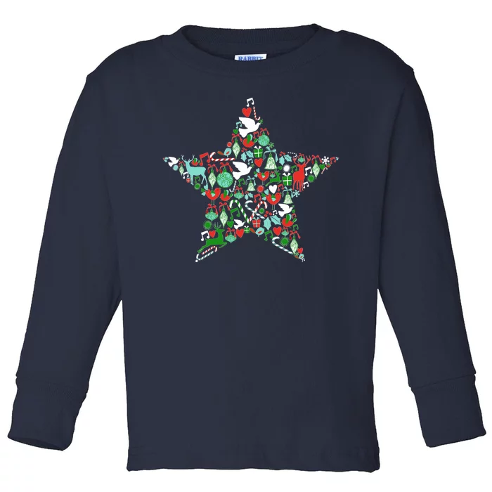 Festive Christmas Pattern Star Toddler Long Sleeve Shirt