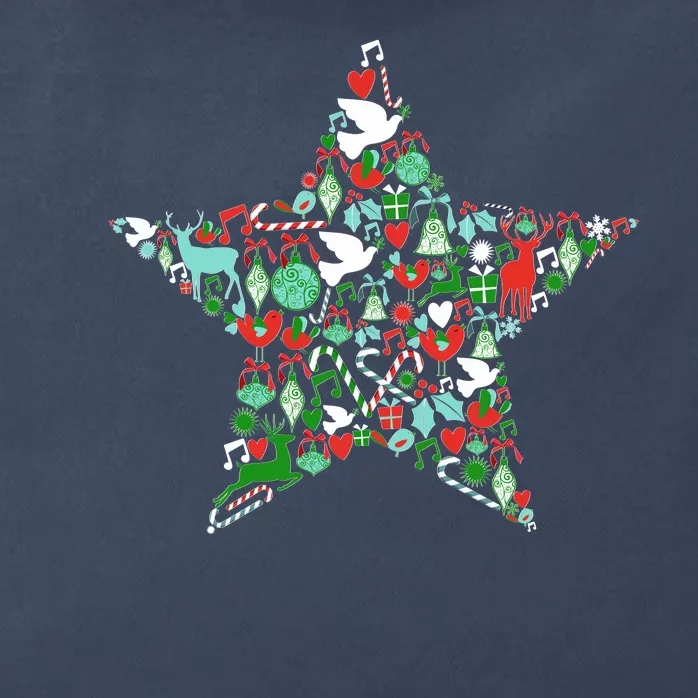 Festive Christmas Pattern Star Zip Tote Bag