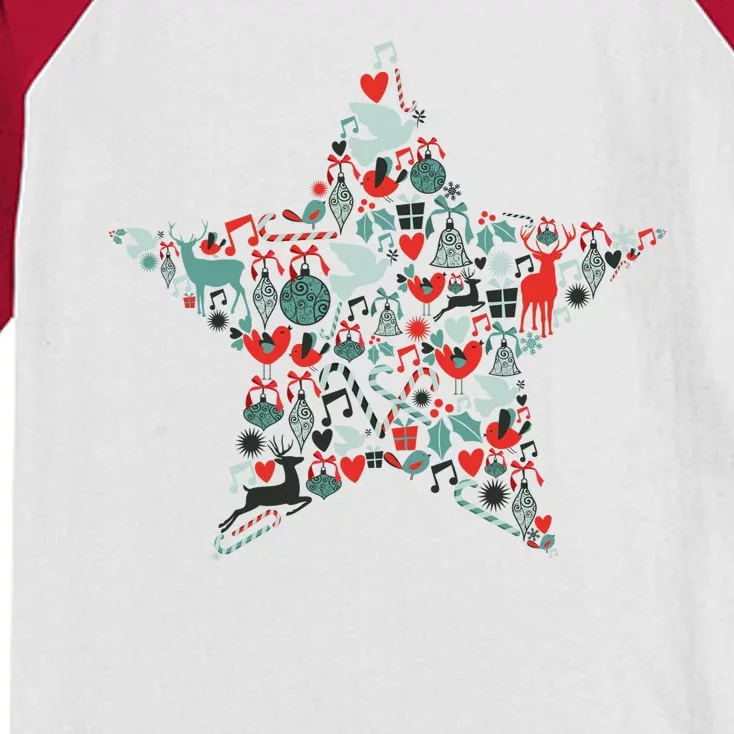 Festive Christmas Pattern Star Kids Colorblock Raglan Jersey