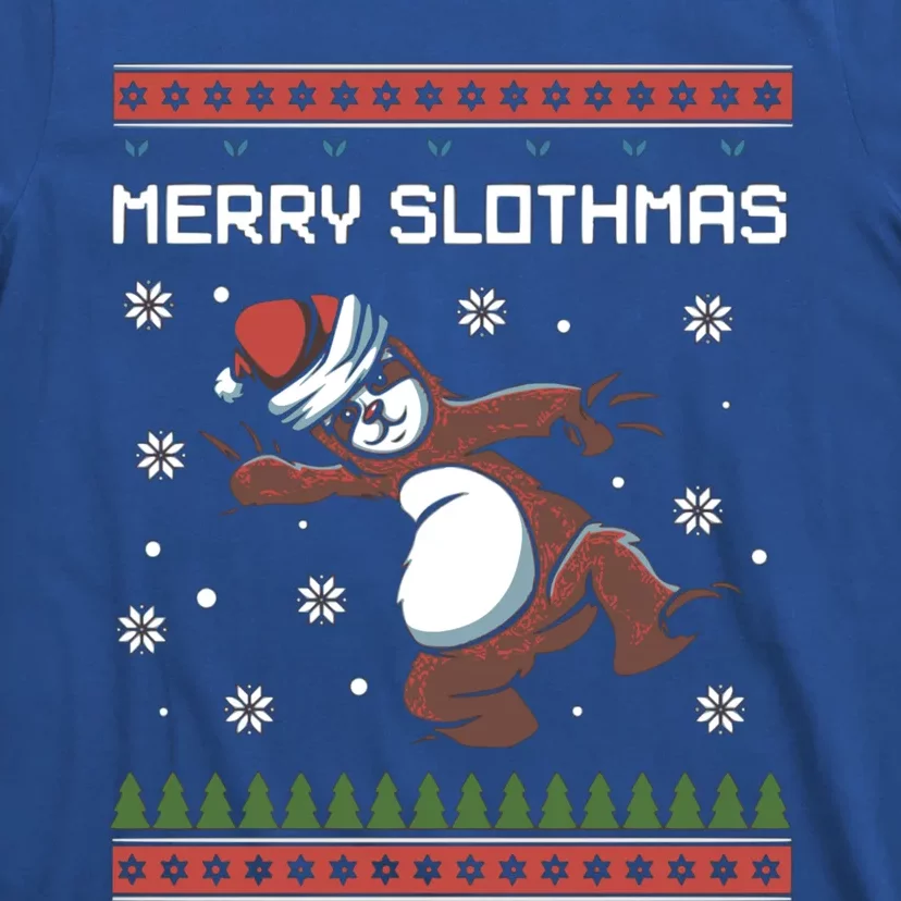 Funny Costume Pj Christmas Merry Slothmas Ugly Xmas Cool Gift T-Shirt