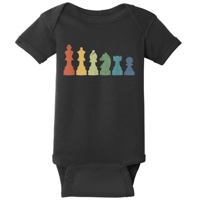 Funny Chess Pieces Board Game Lover Player Themed Chess Gift Baby Bodysuit