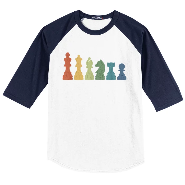 Funny Chess Pieces Board Game Lover Player Themed Chess Gift Baseball Sleeve Shirt