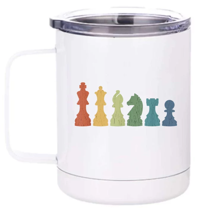 Funny Chess Pieces Board Game Lover Player Themed Chess Gift Front & Back 12oz Stainless Steel Tumbler Cup