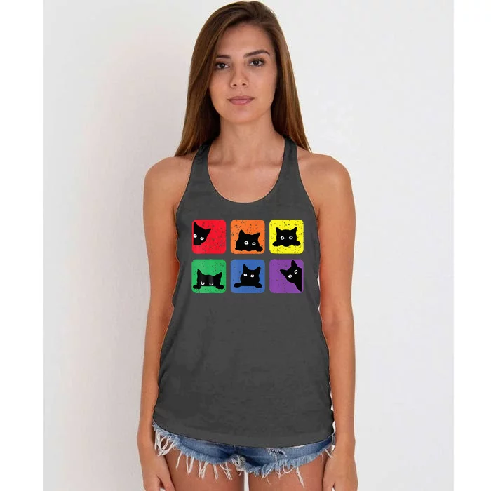 Funny Cats Pride 2024 Lgbt Cat Rainbow Women's Knotted Racerback Tank