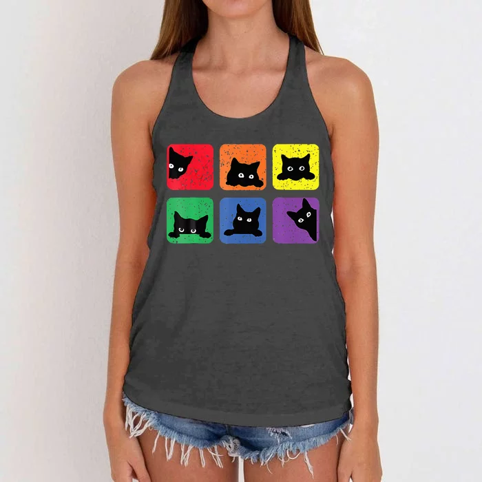 Funny Cats Pride 2024 Lgbt Cat Rainbow Women's Knotted Racerback Tank