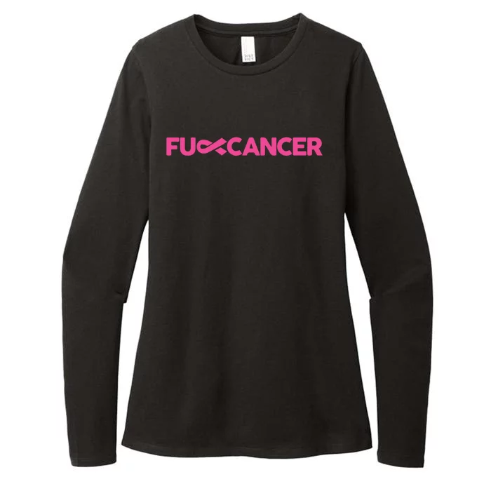 Fuck Cancer Pink F U Fu Pink Ribbon Cancer Awareness Symbol Gift Womens CVC Long Sleeve Shirt